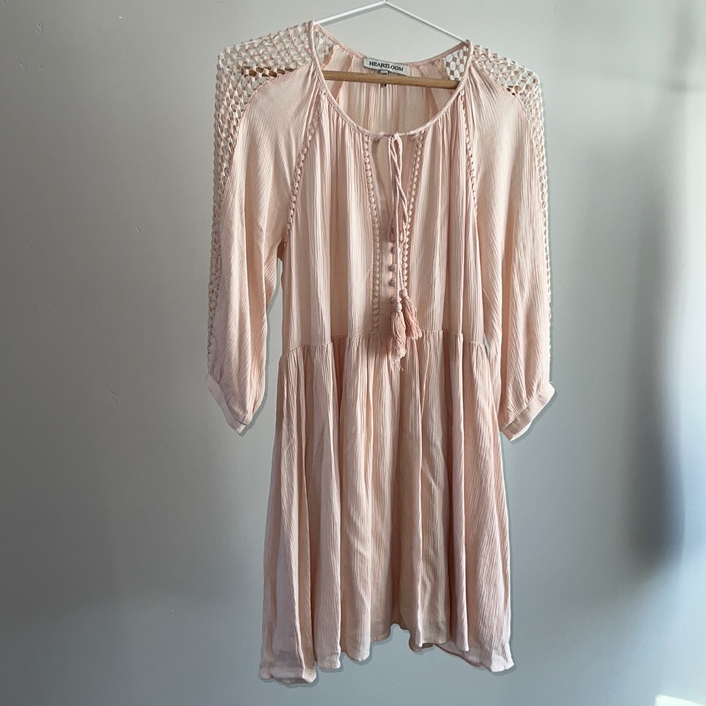 Boho blush dress 3/4 length sleeve SZ M